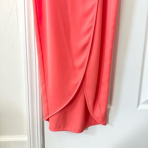 BCBGMaxAzria Jesse Ambrosia Coral Strapless Chiffon Tulip Full Length Dress 8 - Picture 4 of 13